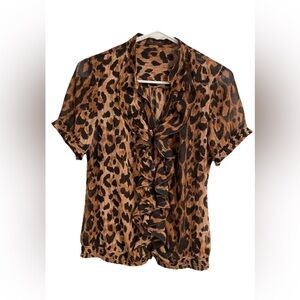 The Limited Cheetah Animal Print
SS Top Sheer Blouse Ruffles
Womens Size S